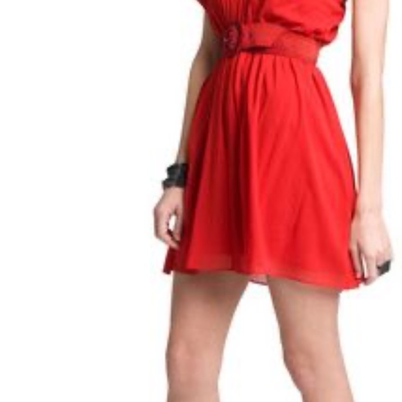 Alice & Olivia One shoulder belted red dress - Picture 2 of 5